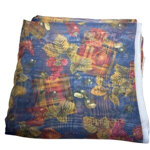 Colorful Sheer Fabric Fruit Leaves Plaid Pattern 120 x 58" Lightweight 3.3 Yards